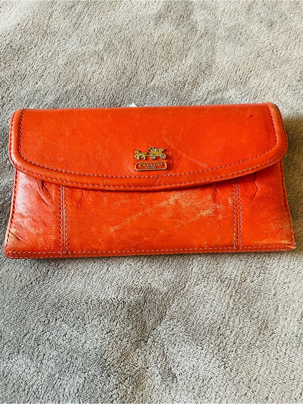 Coach Orange Leather Clutch Wallet - Damaged